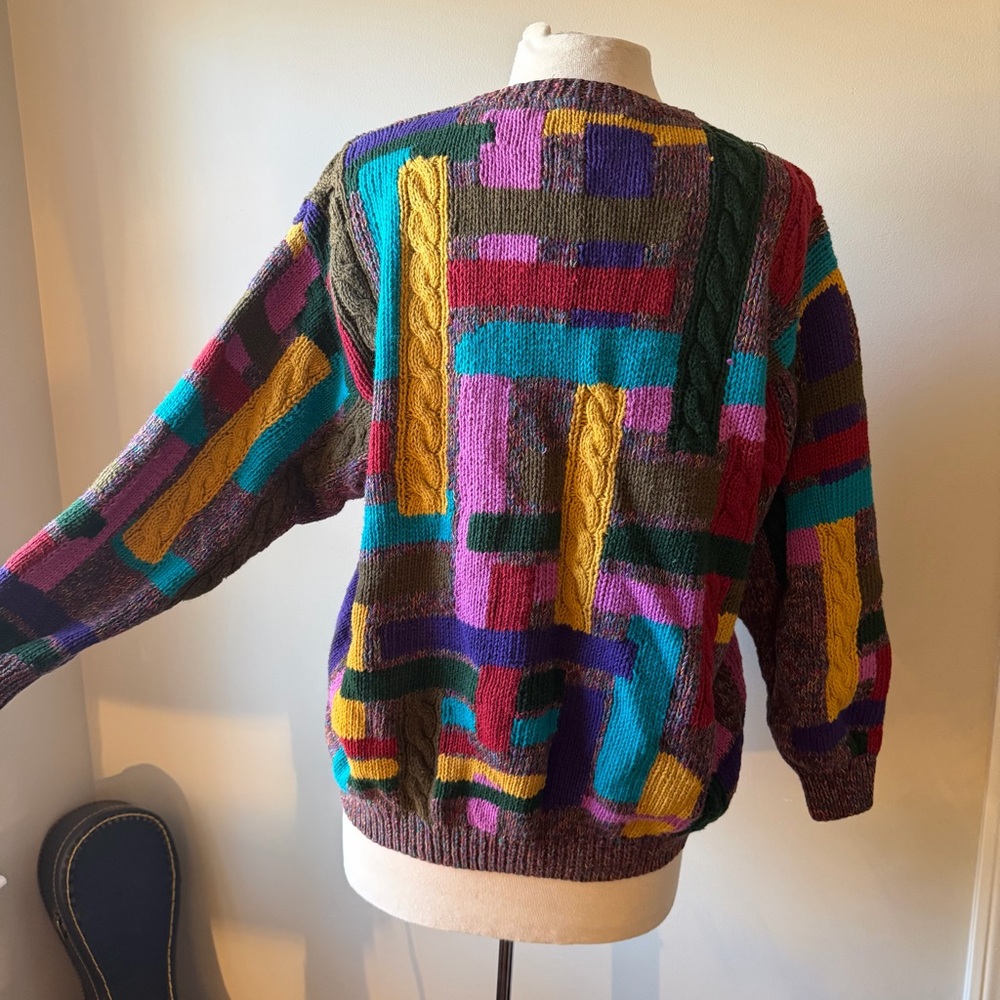 90s chunky Cosby sweater patchwork - image 6